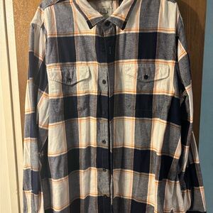 American Eagle Outfitters Orange and Blue Plaid Shirt